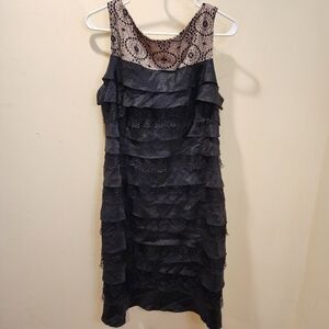 London Times Black Sleevesless Ruffle Formal dress size 16